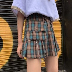 Unzzy Plaid Pleated Skirt KF9556 HOT SALE