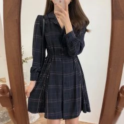 Unzzy Plaid Shirt Dress KF9394 HOT SALE