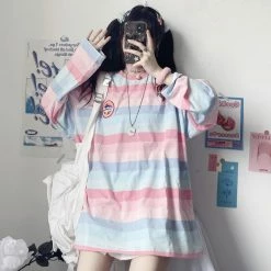 Unzzy Harajuku Striped T-shirt KF81612 HOT SALE
