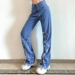 Unzzy Star Print Jeans Pants KF25021 7 Unzzy Star Print Jeans Pants KF25021