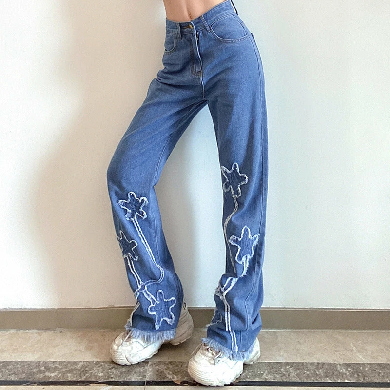 Unzzy Star Print Jeans Pants KF25021 3 Unzzy Star Print Jeans Pants KF25021