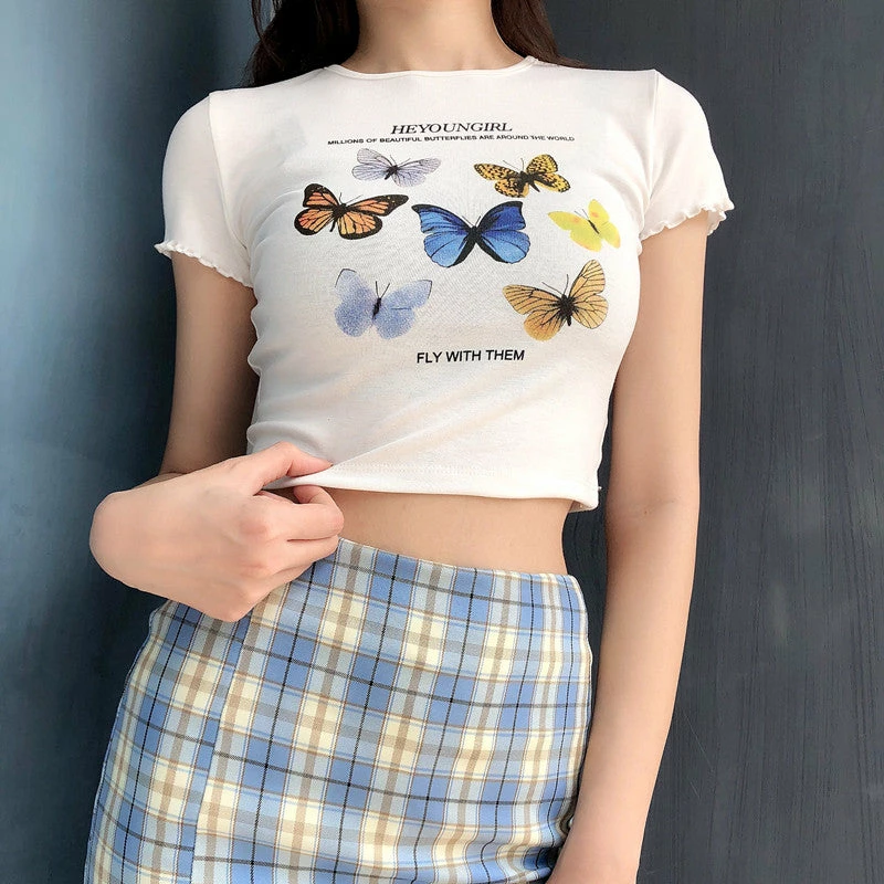 Unzzy Ulzzang Butterfly T-shirt KF81336 5 Unzzy Ulzzang Butterfly T-shirt KF81336