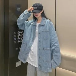 Unzzy Light Blue Tooling Denim Jacket KF2208 HOT SALE
