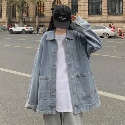 Unzzy Light Blue Tooling Denim Jacket KF2208 HOT SALE