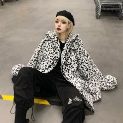 Unzzy Leopard Spotted Cotton Coat KF9534