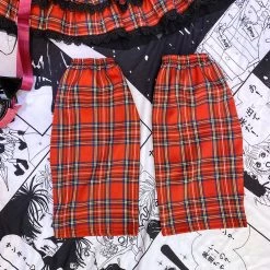 Unzzy HOT SALE Harajuku Red Plaid Skirt KF81885 16 Unzzy HOT SALE Harajuku Red Plaid Skirt KF81885
