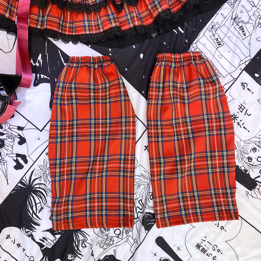 Unzzy HOT SALE Harajuku Red Plaid Skirt KF81885 8 Unzzy HOT SALE Harajuku Red Plaid Skirt KF81885