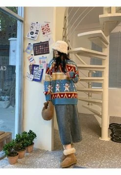 Unzzy Christmas Snowman Knitted Sweater KF90647