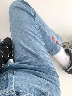 Unzzy Ulzzang Love Jeans KF82047 HOT SALE