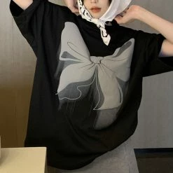 Unzzy HOT SALE Harajuku Bow Print Short Sleeves KF30290 9 Unzzy HOT SALE Harajuku Bow Print Short Sleeves KF30290