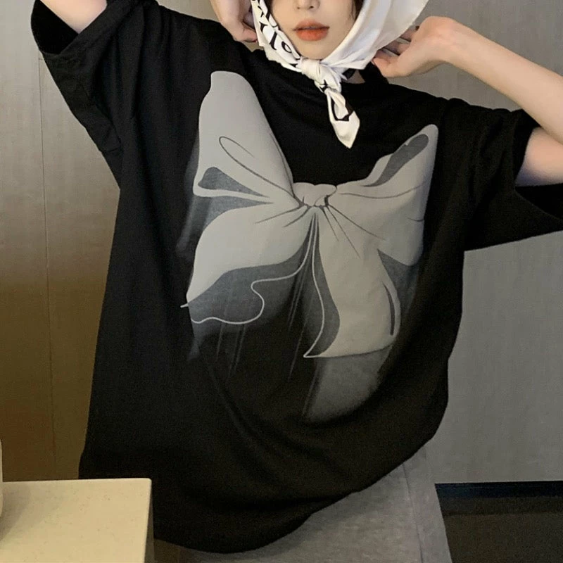 Unzzy HOT SALE Harajuku Bow Print Short Sleeves KF30290 5 Unzzy HOT SALE Harajuku Bow Print Short Sleeves KF30290