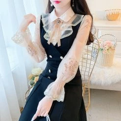 Unzzy HOT SALE Black Long Sleeve Dress KF81099