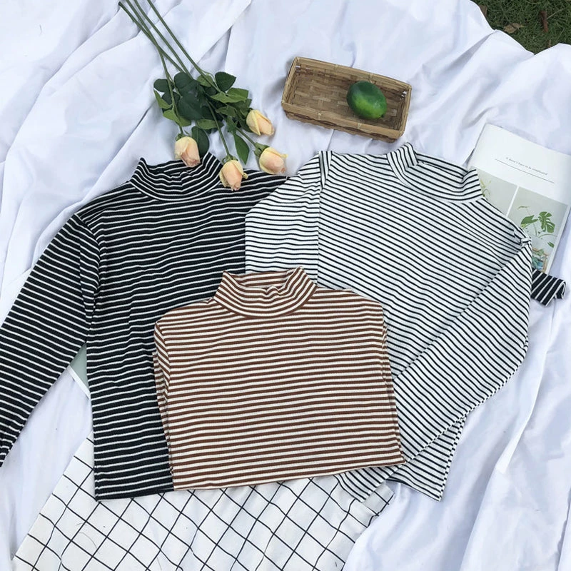 Unzzy Striped Long-sleeved T-shirt KF9436 3 Unzzy Striped Long-sleeved T-shirt KF9436