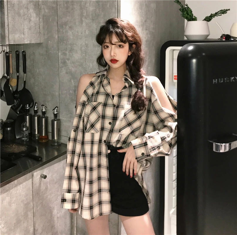 Unzzy Ulzzang Plaid Shirt KF81318 5 Unzzy Ulzzang Plaid Shirt KF81318