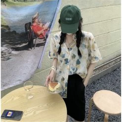 Unzzy Vintage POLO Collar Short Sleeve Shirt KF30200 HOT SALE