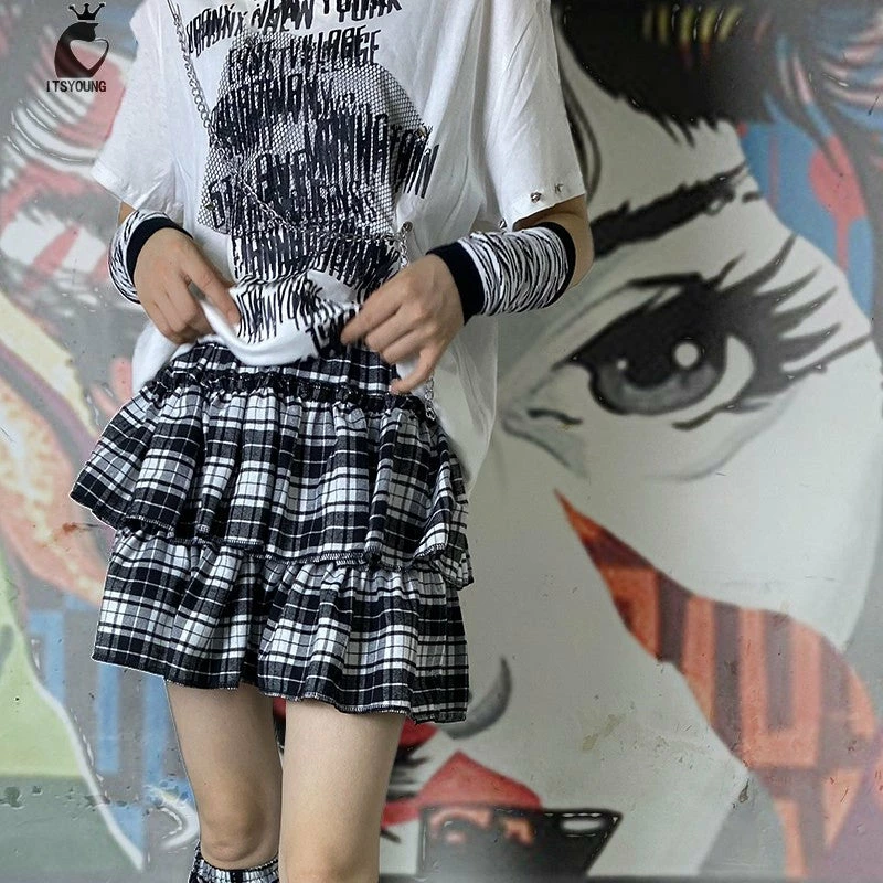 Unzzy HOT SALE Punk Plaid Pleated Skirt + Leg Covers KF82626 1 Unzzy HOT SALE Punk Plaid Pleated Skirt + Leg Covers KF82626