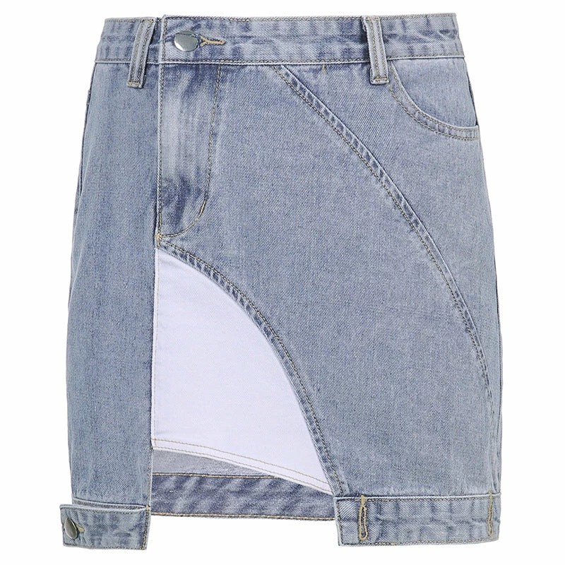 Unzzy HOT SALE Asymmetric Denim Skirt KF81546 5 Unzzy HOT SALE Asymmetric Denim Skirt KF81546