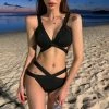 Unzzy Two-piece Black Swimsuit KF82655