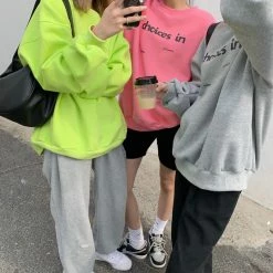 Unzzy HOT SALE Solid Color Letter Long Sleeve Top KF82343