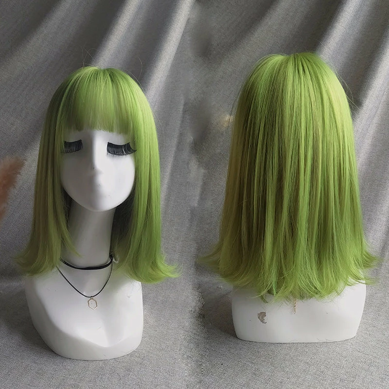 Unzzy HOT SALE Green Short Straight Wig KF9619 8 Unzzy HOT SALE Green Short Straight Wig KF9619