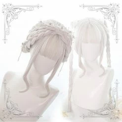 Unzzy HOT SALE White Long Roll Wig KF90768