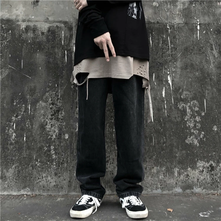 Unzzy Ulzzang Black Jeans KF81591 2 Unzzy Ulzzang Black Jeans KF81591