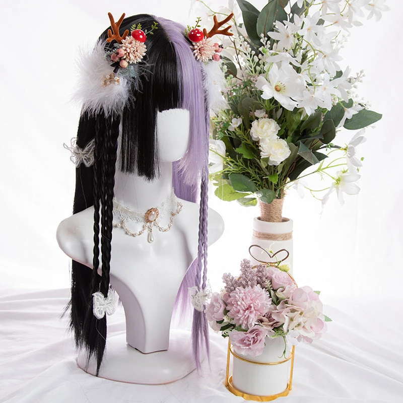 Unzzy HOT SALE Black And Purple Long Straight Wig KF81695 3 Unzzy HOT SALE Black And Purple Long Straight Wig KF81695