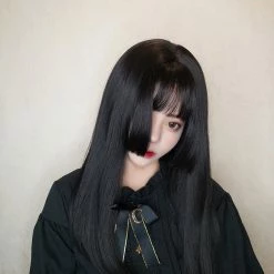 Unzzy HOT SALE Black Long Straight Wig KF9459