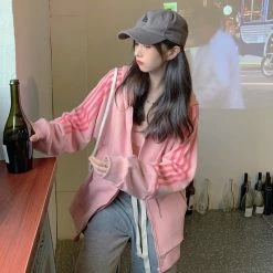 Unzzy HOT SALE Pink Hooded Sweatshirt KF30376