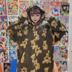 Unzzy HOT SALE Black Bear Coat KF81646