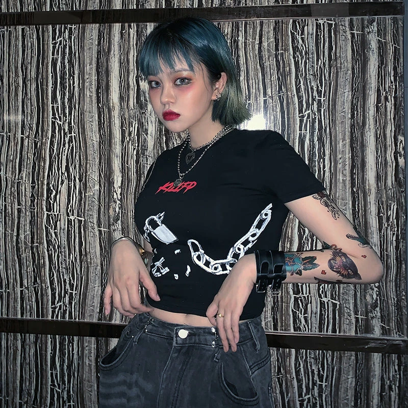 Unzzy HOT SALE Harajuku Black T-shirt KF9132 2 Unzzy HOT SALE Harajuku Black T-shirt KF9132