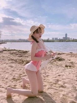 Unzzy Pink One Piece Swimsuit KF82650 HOT SALE