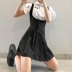 Unzzy HOT SALE Black Dress + White Top KF30375 8 Unzzy HOT SALE Black Dress + White Top KF30375