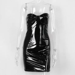 Unzzy HOT SALE Black Bright Leather Dress KF90697 13 Unzzy HOT SALE Black Bright Leather Dress KF90697