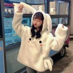 Unzzy Rabbit Ear Sweater+Bag Coat Top KF82331 HOT SALE