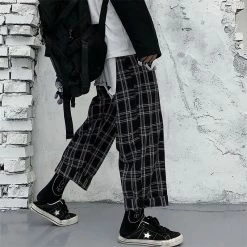 Unzzy Black White Plaid Pants KF81444