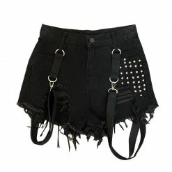 Unzzy HOT SALE Black Denim Shorts KF90788