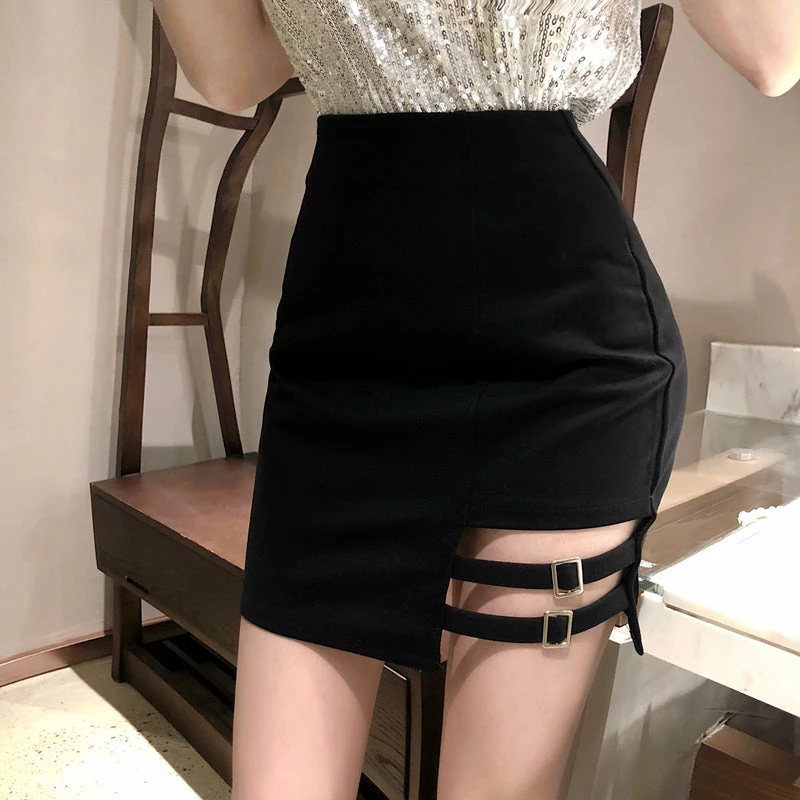 Unzzy HOT SALE Punk Black Skirt KF908013 2 Unzzy HOT SALE Punk Black Skirt KF908013
