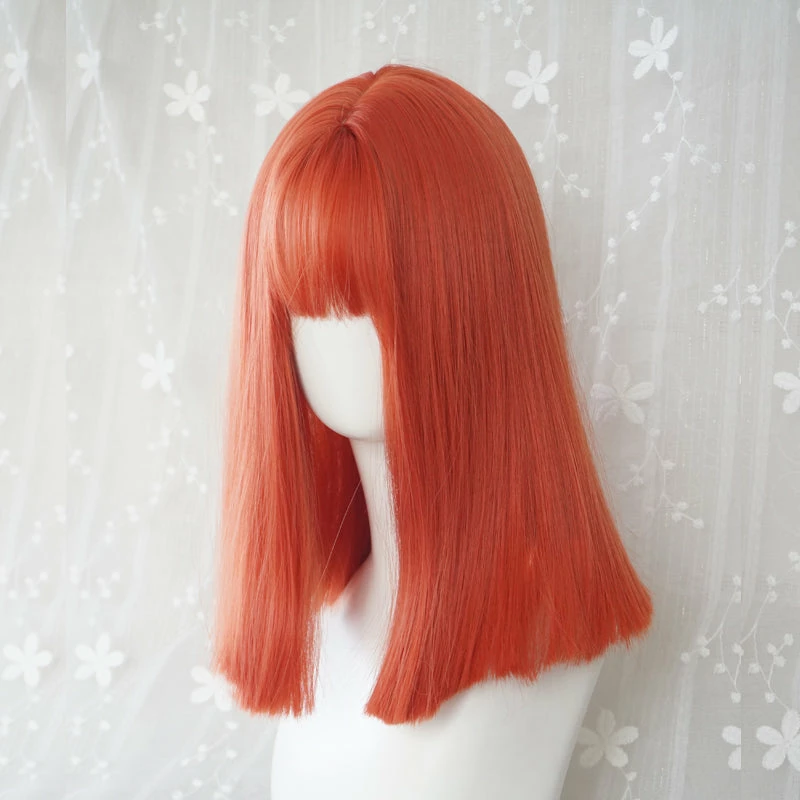 Unzzy HOT SALE Orange Short Straight Wig KF9309 5 Unzzy HOT SALE Orange Short Straight Wig KF9309