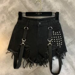 Unzzy HOT SALE Black Denim Shorts KF90788