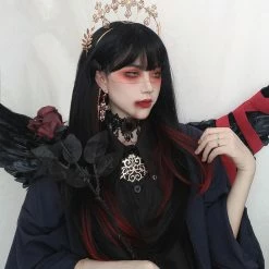 Unzzy HOT SALE Black Gradient Red Wig KF81789