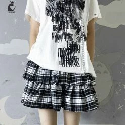 Unzzy HOT SALE Punk Plaid Pleated Skirt + Leg Covers KF82626