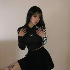 Unzzy Tops Spider Embroidery T-shirt KF9587