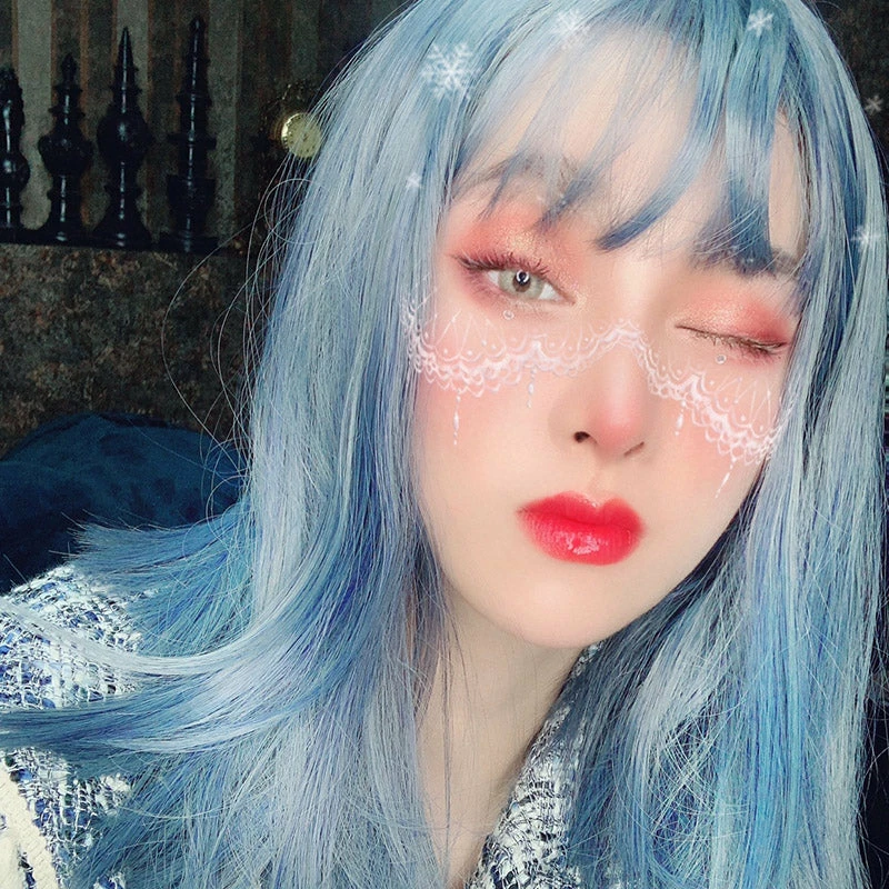 Unzzy Blue-gray Long Hair KF81078 2 Unzzy Blue-gray Long Hair KF81078