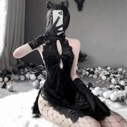 Unzzy Sexy Lace Cheongsam Uniform Suit Kf60012
