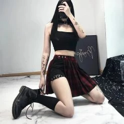 Unzzy DARK PLAID SKIRT KF4010 HOT SALE