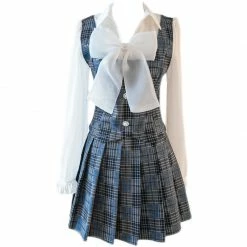 Unzzy Chic Check Pleated Skirt Two Piece KF81120 HOT SALE