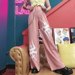 Unzzy Ulzzang Pink Pants KF9525 7 Unzzy Ulzzang Pink Pants KF9525