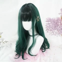 Unzzy Harajuku Green Long Curly Wig KF81693
