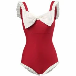Unzzy HOT SALE Red Bow Swimsuit KF82654